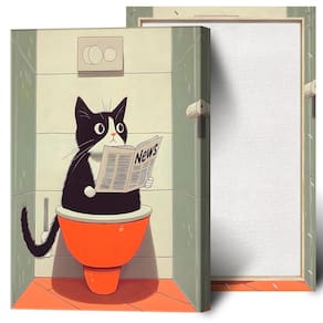 Pôster em tela Funny Bathroom Black Cat Wall Art 40x60cm
