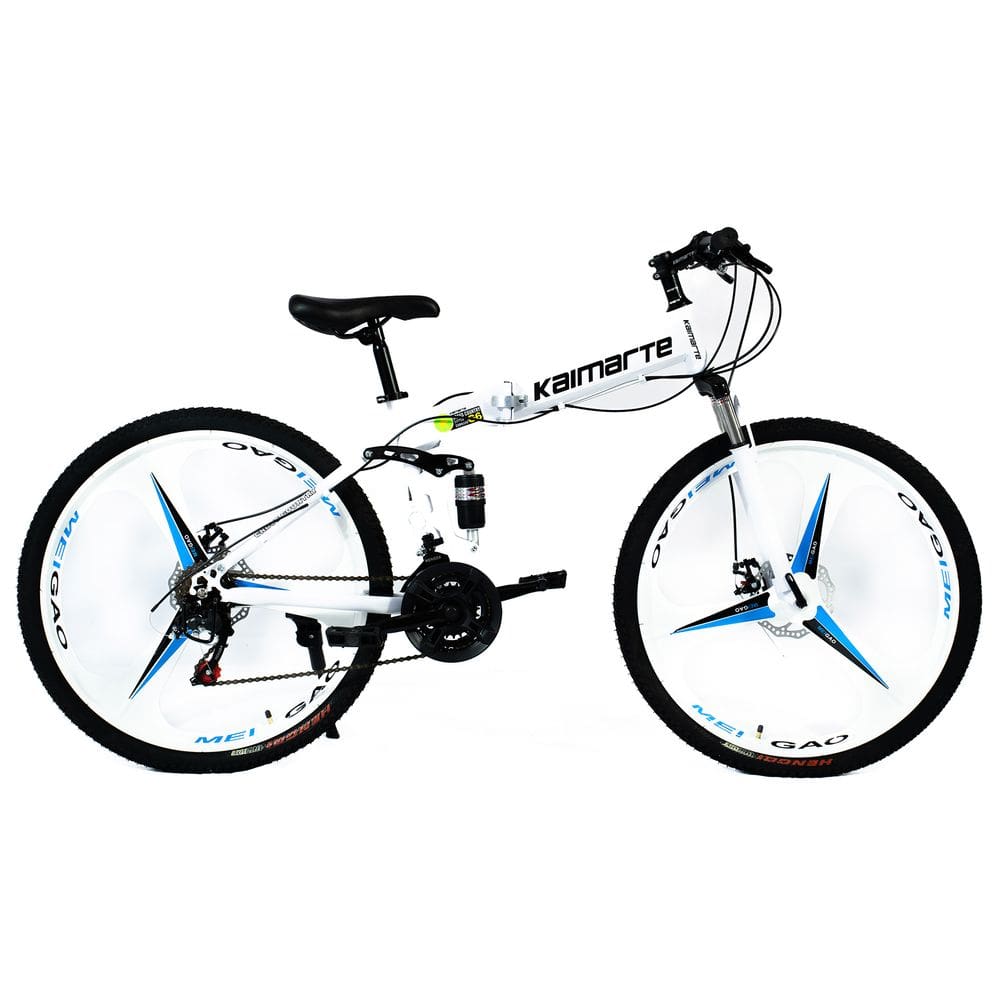 Bicicleta Aro 26 Bike Dobrável Aço Carbono Freio a Disco 21V CityFlow Branco WCT FITNESS