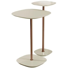 Conjunto 2 Mesa Lateral Florença Off White Em Metal Cobre