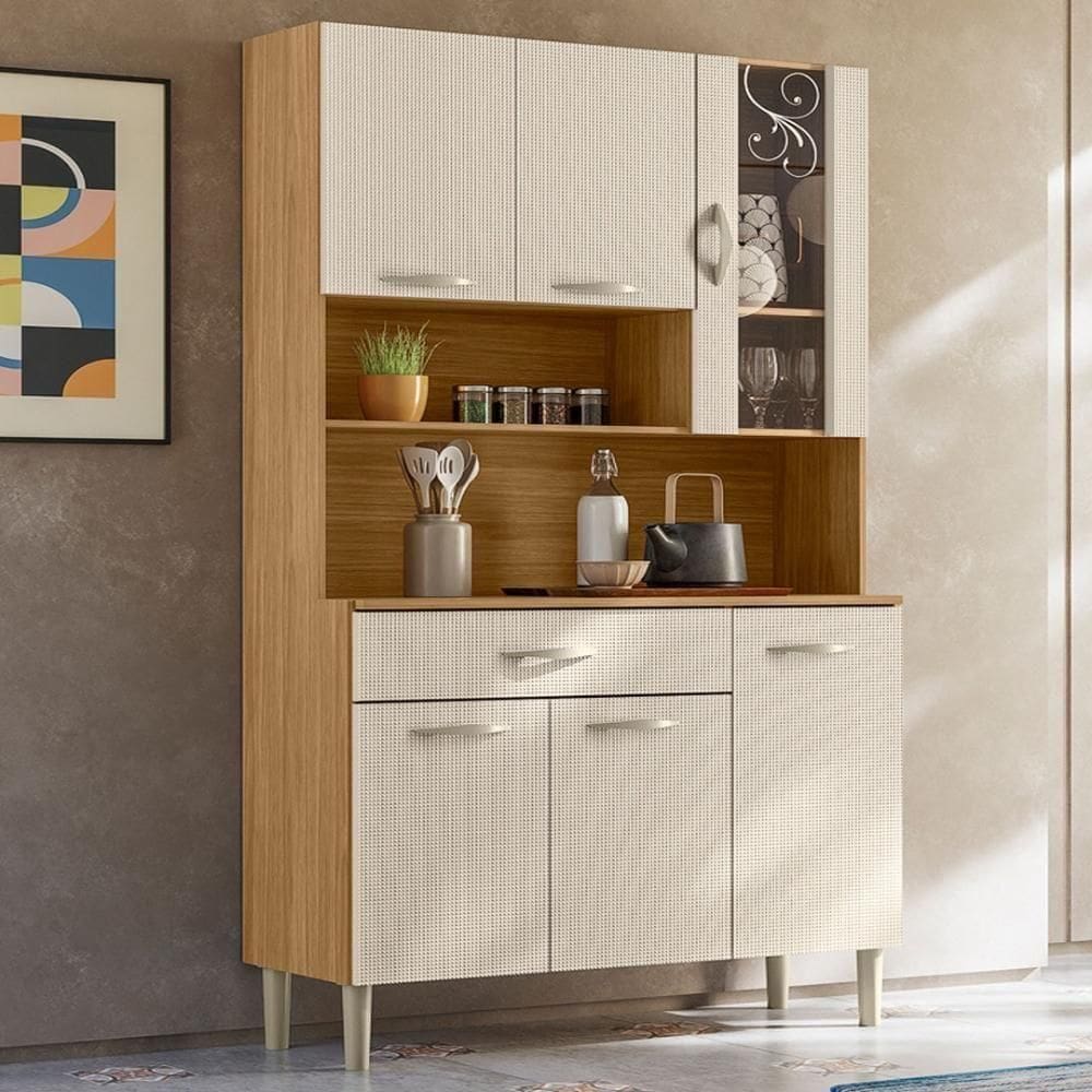Armário De Cozinha Compacta Mdf 6 Portas Golden Plus Freijó Soft