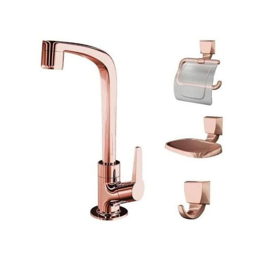 Kit De Acessórios De Banheiro Flatt 2004 F71 4 - 4 Peças - Rose Gold