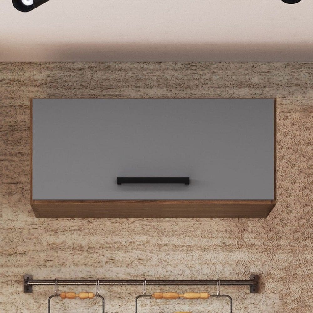 Armário Aéreo Cozinha Giovanna 1 Porta Freijó/Cinza - Irm Móveis