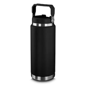 Garrafa Térmica Parede Dupla Em Aço Inox Preta 900ml Com Alça