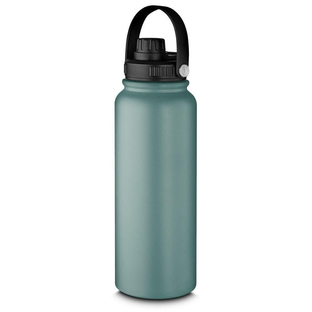 Garrafa Parede Dupla Com Alça 16 Horas Conservação Térmica Capacidade 1,1 Litro Em Aço Inox Verde