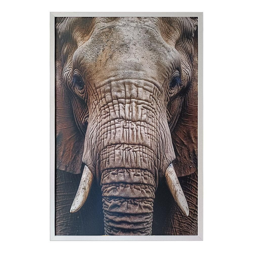 Quadro Decorativo Elefante Moldura Cx Alta 100x66 Titulos Moldura Branca