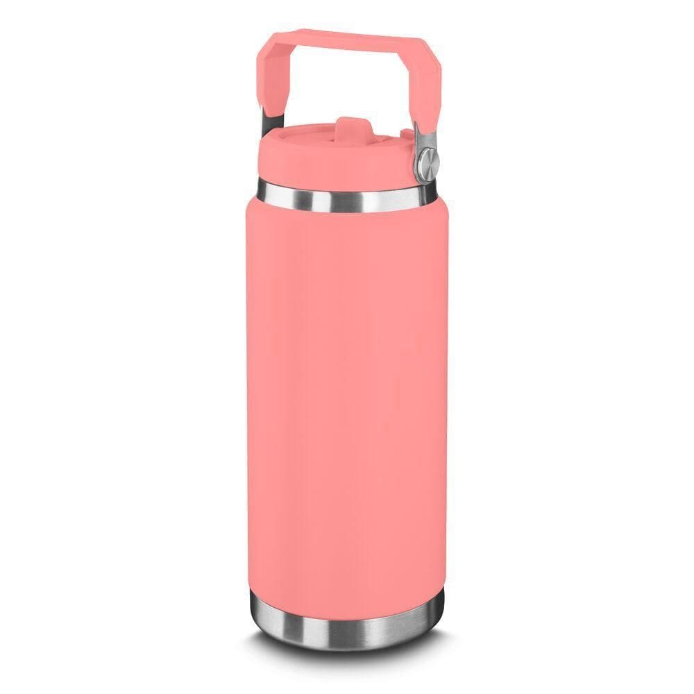 Garrafa Térmica Parede Dupla Em Aço Inox Rosa 900ml Com Alça