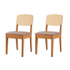 Conjunto Com 2 Cadeiras MDF Copper Premium Linho Capuccino/Naturale