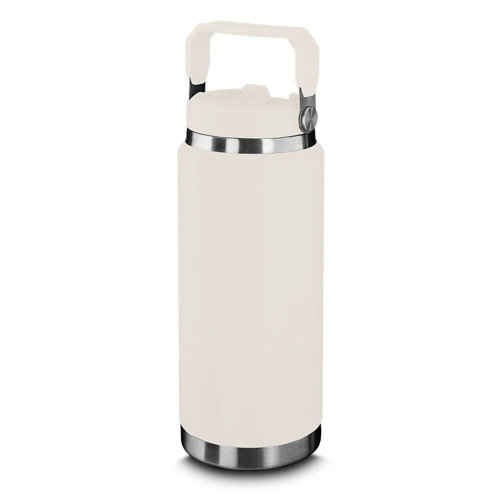 Garrafa Térmica Parede Dupla Em Aço Inox Branca 900ml Com Alça