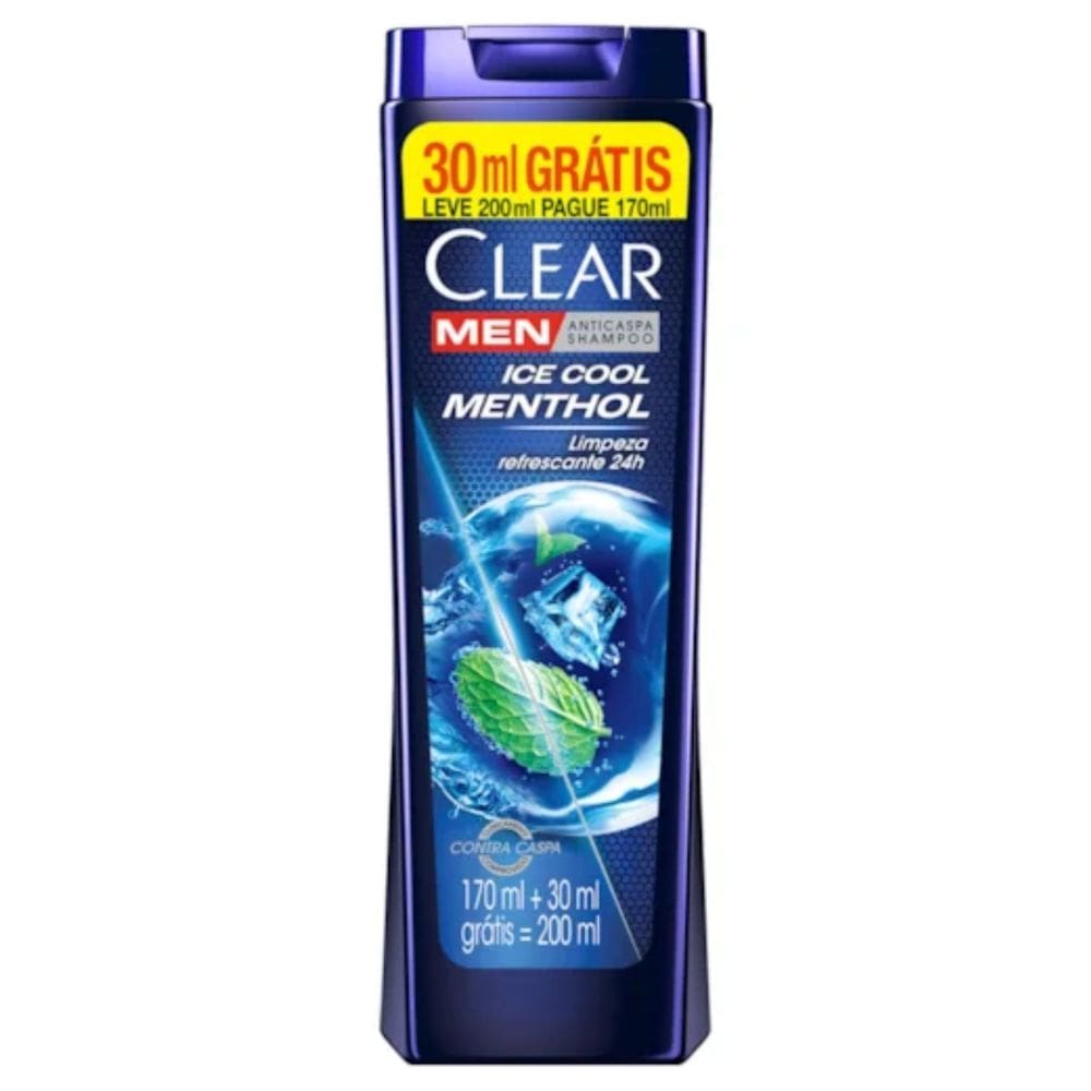 Clear Men Shampoo Anticaspa Ice Cool Menthol 170ml + 30ml
