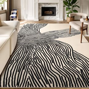 Tapete Area YIHOUSE Modern Non-Shedding, lavável, 58 pés, preto/branco
