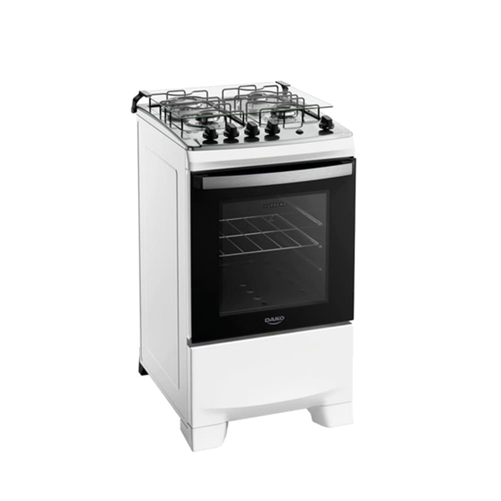Fogão a Gás Dako Supreme 4 Bocas Branco Mesa Inox - Bivolt