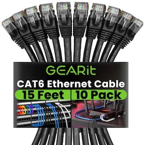 Cabo Ethernet GearIt Cat 6 15 pés (4,5 m), pacote com 10 Gbps RJ45