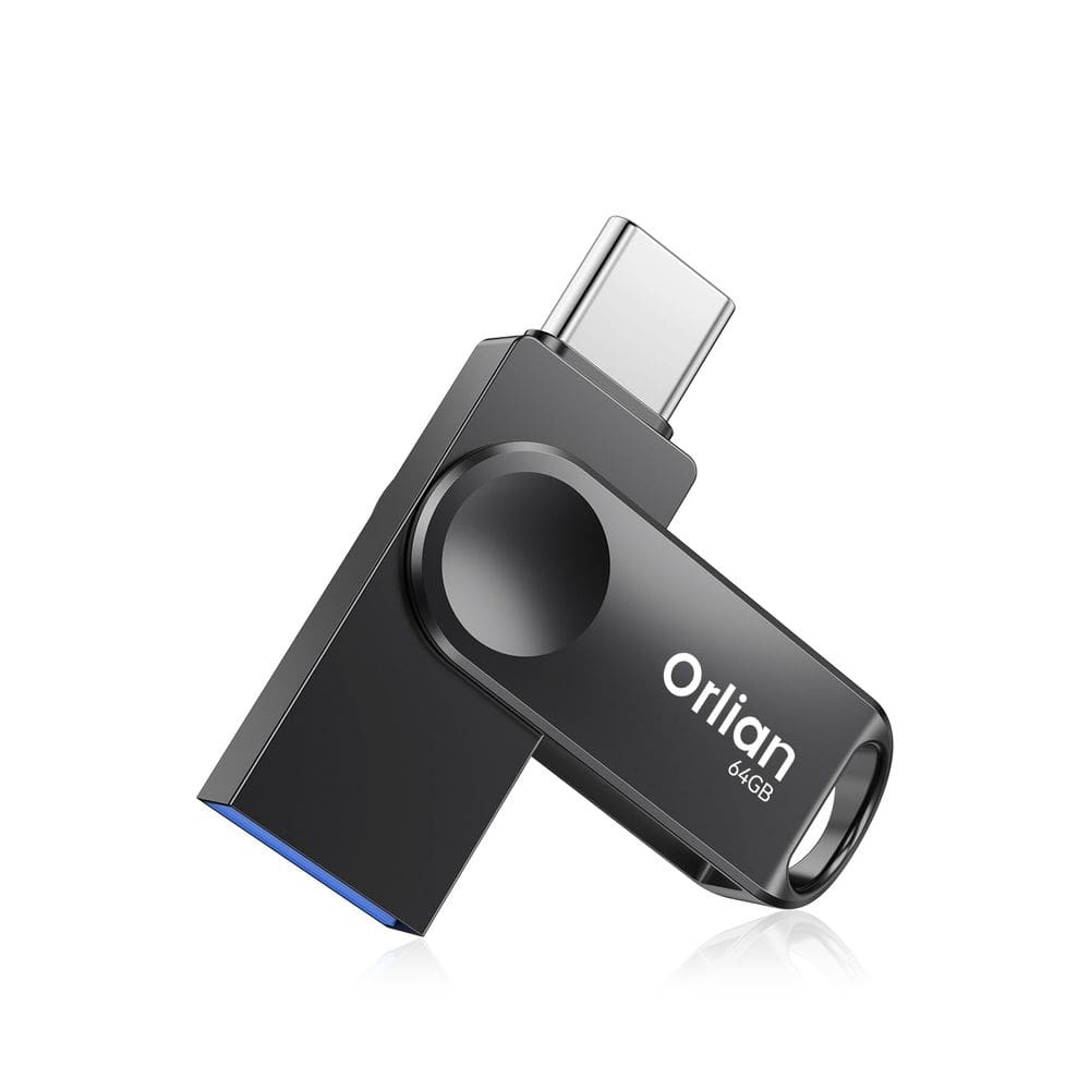Unidade flash Orlian 64GB USB 3.0/Type-C de leitura 110MB/s preta