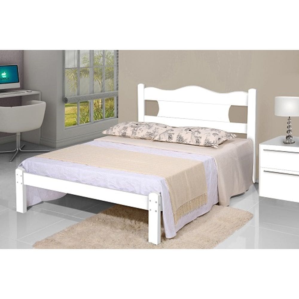 Cama De Casal Munique Branco - Gabrielli Móveis