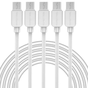 Cabo micro USB, pequeno, elétrico, carregador Android de 6 pés, pacote com 5