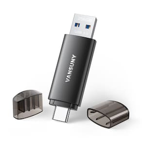 Unidade flash USB Vansuny 256GB Dual USB 3.0 Tipo C OTG preta