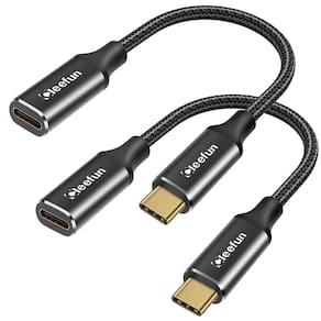 Cabo de extensão USB C CLEEFUN 0,3 m, pacote com 2 unidades, 10 Gbps, 100 W, vídeo 4K