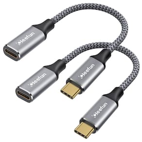 Cabo de extensão USB C CLEEFUN Short 0,3 m, pacote com 2 unidades, 10 Gbps, 100 W