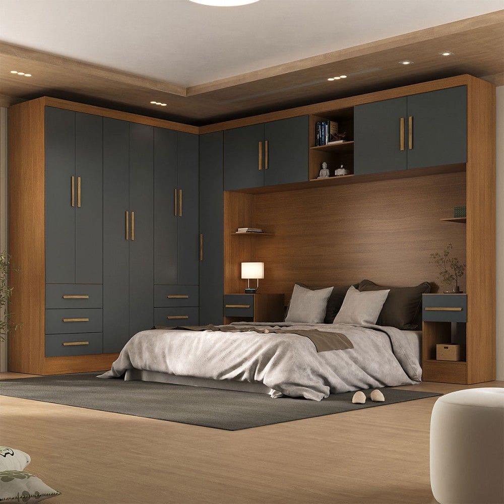 Guarda-Roupa Modulado Soberano 11 Portas 8 Gavetas Cinamomo/Cinza - Panorama Móveis