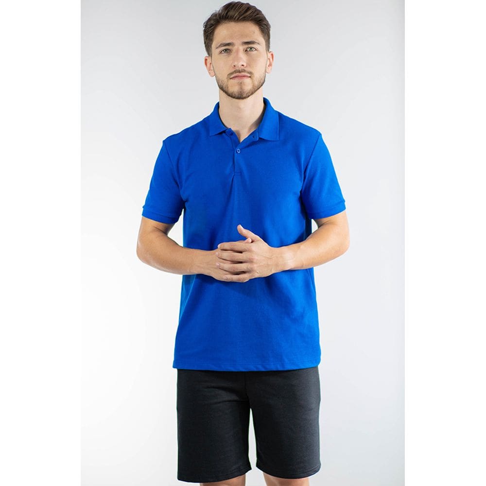 Polo Masculina Piquet Básica Lisa Azul Atômico
