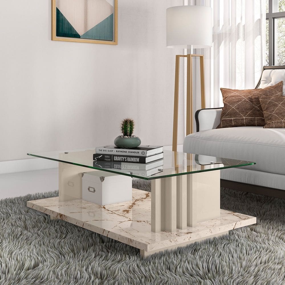 Mesa De Centro Frizz Calacata Off White Madetec