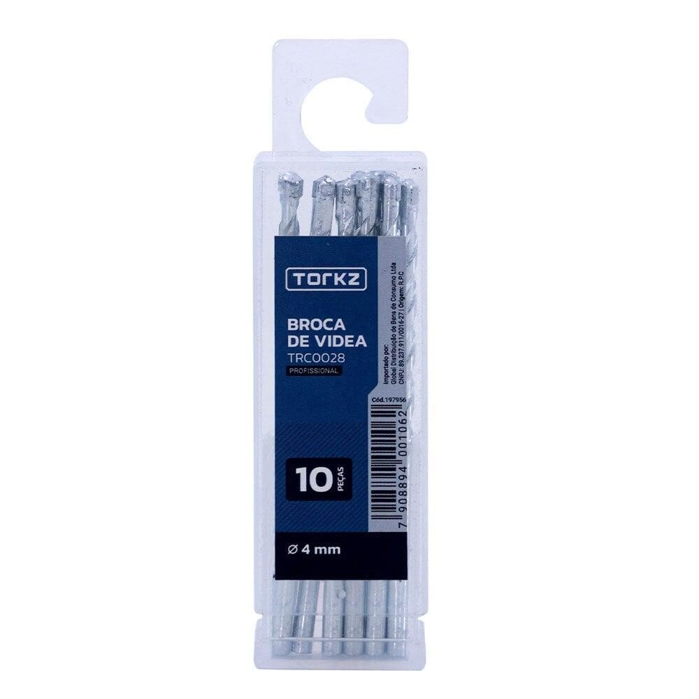 Broca Videa Torkz TRC0028, 4 mm - 10 Peças