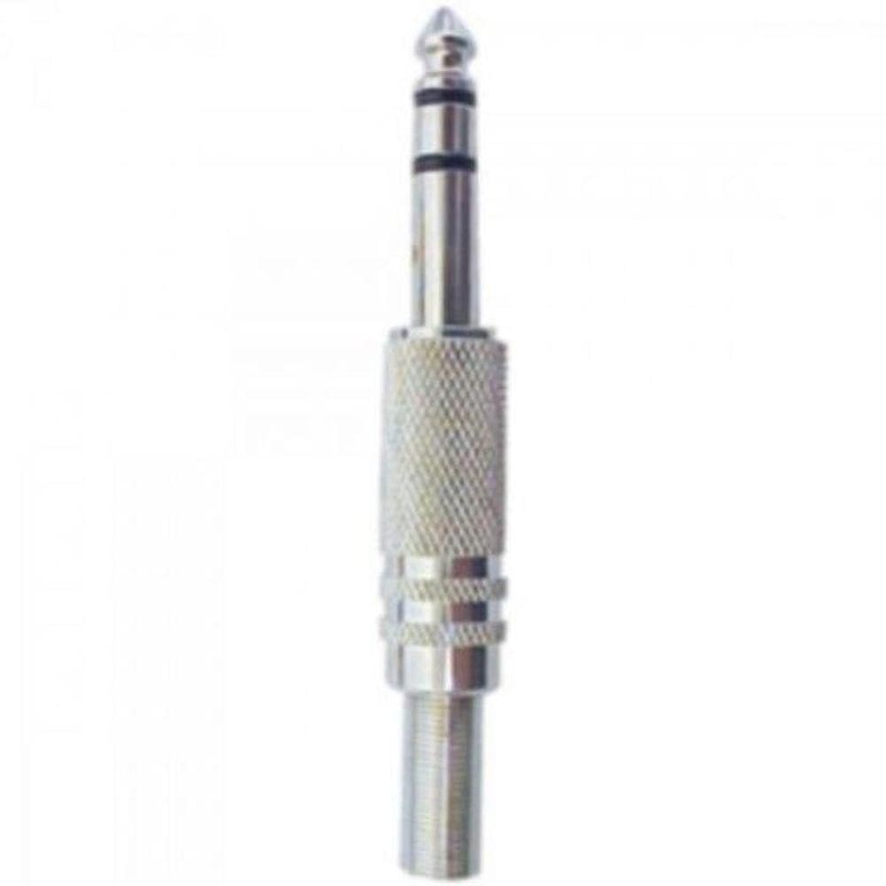 Plug P10 Estéreo Metal Com Mola Niquelado Storm - Pct - 50