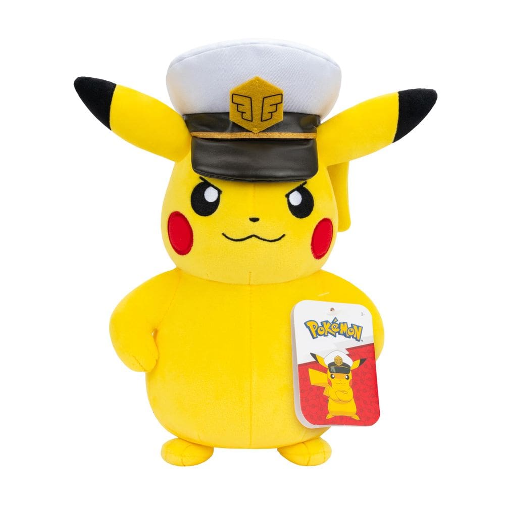Brinquedo de pelúcia Pokémon Captain Pikachu 20 cm com chapéu de capitão