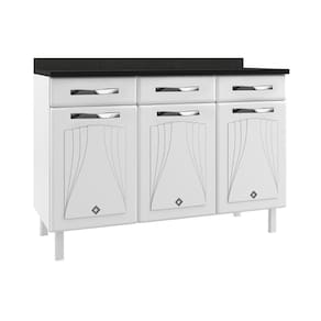 Balcão de Cozinha de Aço com Tampo 3 Portas e 3 Gavetas 120cm Multimóveis CR20354
