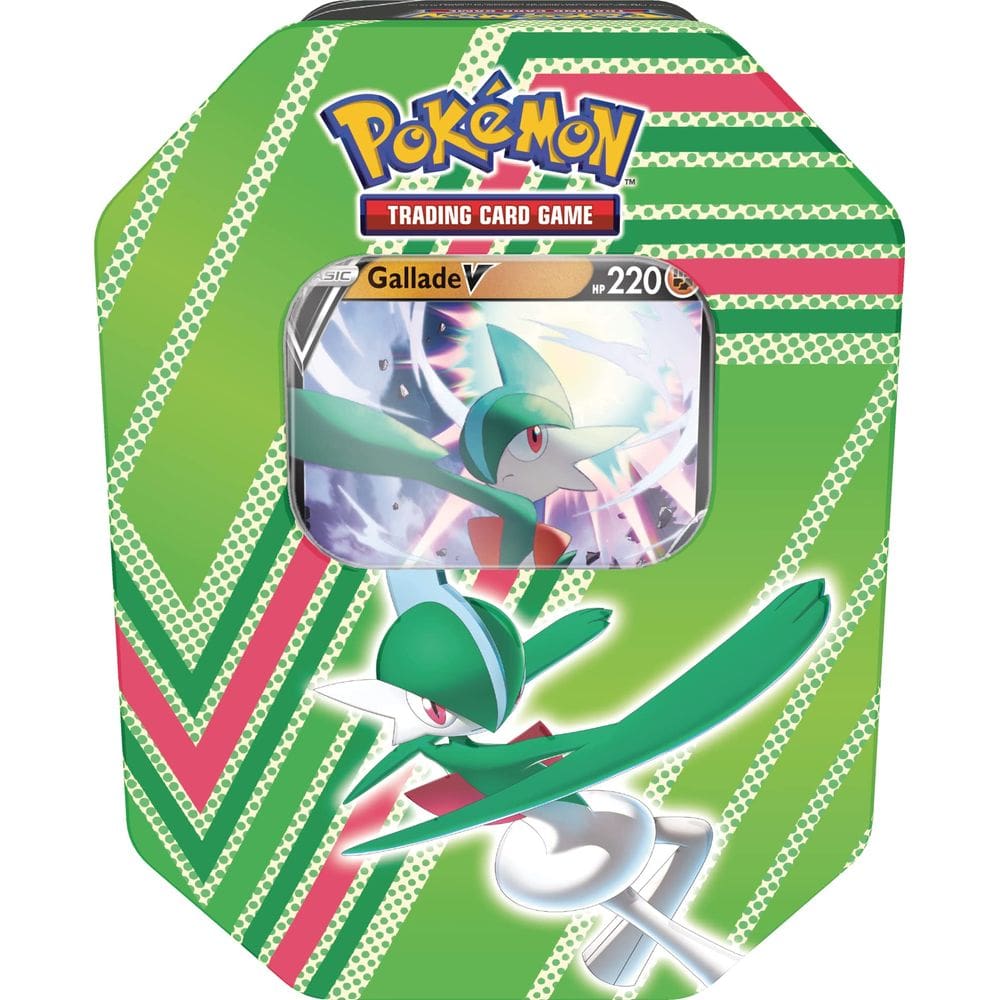 Tin Pokémon Hidden Potential Gallade V com 1 carta metalizada e 4 pacotes