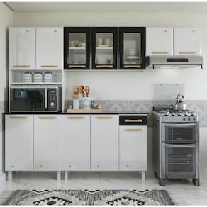 Cozinha Completa de Aço 4 Peças Armário para Forno/Micro e Balcão Multimóveis CR20371