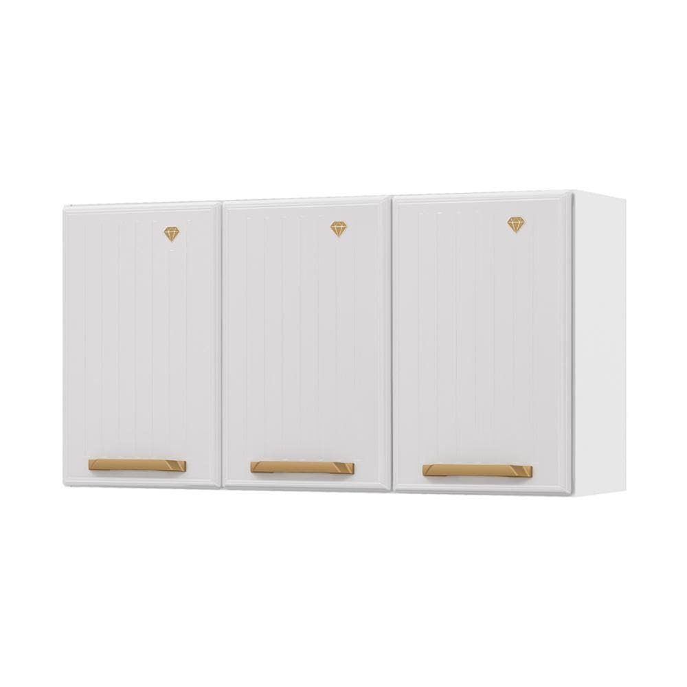 Armário de Cozinha Aéreo de Aço com 3 Portas 105cm Multimóveis CR20358