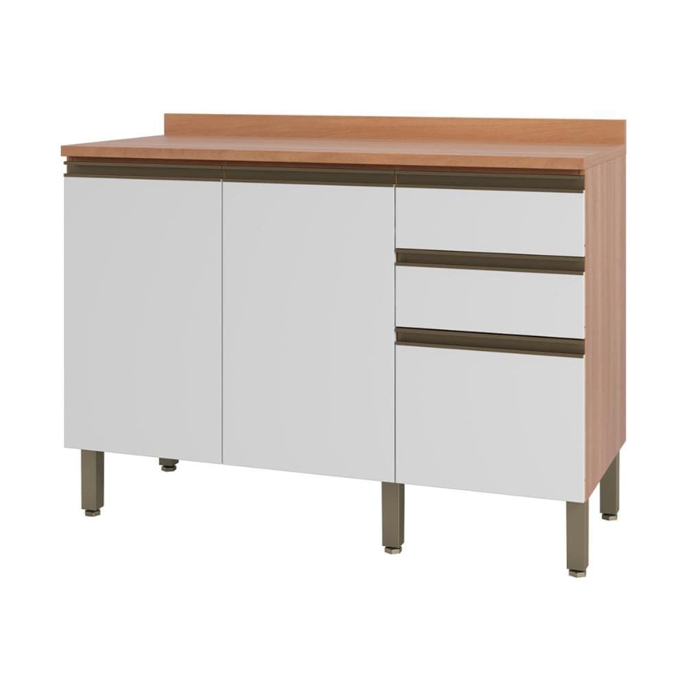 Balcão de Cozinha com Tampo 2 Portas e 3 Gavetas 120cm Multimóveis CR20398