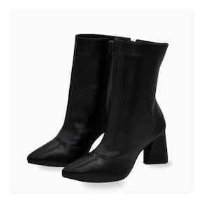 Bota Feminina Casual Cano Médio Salto Geométrico