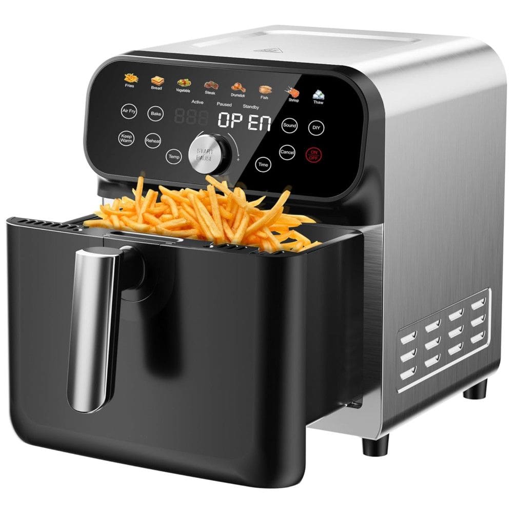 Forno Air Fryer 5,88L com Tela LED e 12 Funções de Cozimento, 110V 1600W, Whuto, Preta