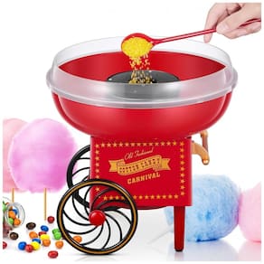 Máquina de Algodão Doce Elétrica com Colher de Açúcar e 10 Cones, 110V, FOHERE, Vermelho