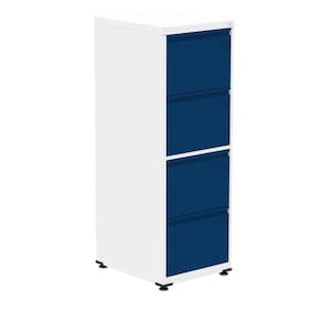 Armário de Arquivo Oficio 4 Gavetas Pandin 47 cm (Larg) Aço Branco c/ Frente Gaveta Azul c/ Chave