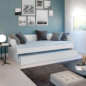 Bicama Solteiro Duo Luxo Com Cama Auxiliar Em Mdf Premium Branco