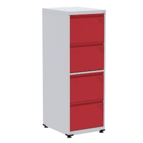 Armário de Arquivo de Aço Pandin 4 Gavetas gavetas Cinza/Vermelho