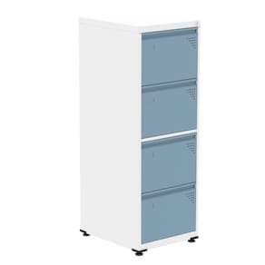 Armário de Arquivo Oficio 4 Gavetas Pandin 47cm (Larg) Aço Branco c/ Frente Gaveta Azul Dali c/ Chav