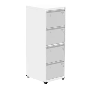 Armário de Arquivo Oficio 4 Gavetas Pandin 47 cm (Larg) Aço Branco c/ Frente Gaveta Cinza c/ Chave