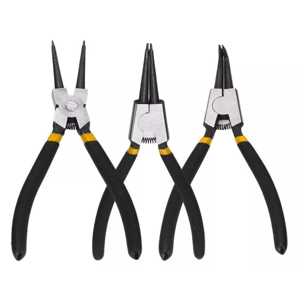 Kit 3 Alicates Retenção Interno E Externo Eixos Aneis Travas