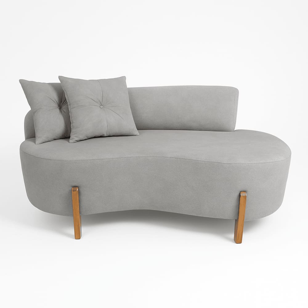 Sofá Orgânico 2 Lugares C/2 Almofadas Curvo Sala Recepção Boucle Cinza Claro - Montanaris Decor