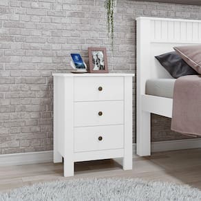 Mesa De Cabeceira Dubai Com 3 Gavetas New Branca
