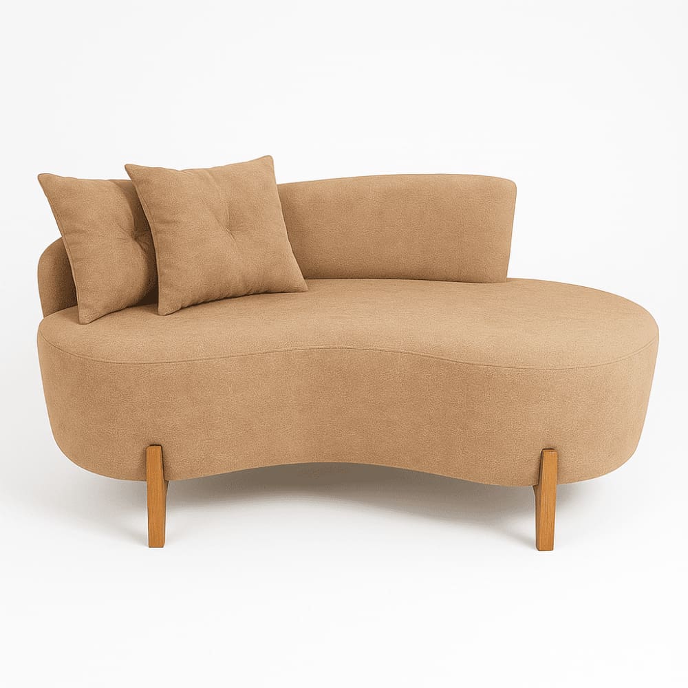 Sofá Orgânico 2 Lugares C/2 Almofadas Curvo Sala Recepção Boucle Cappuccino - Montanaris Decor