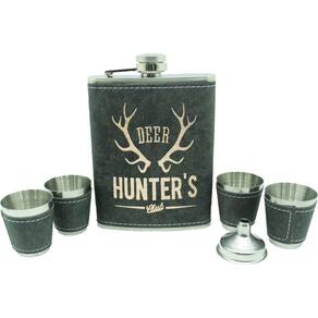 Cantil De Bolso Porta Bebidas Whisky Drinks Inoxidável Couro