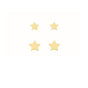 Kit De 2 Brincos De Estrelas Banhadas Em Ouro 18k Estrelinha