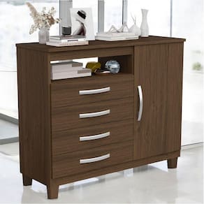Cômoda Sapateira Miami 1 Porta E 4 Gavetas Malbec