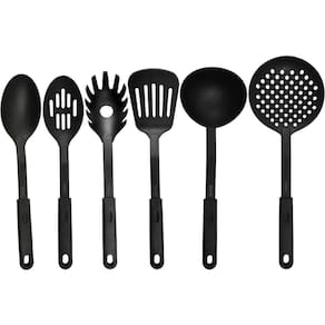 Conjunto Utensílios Cozinha Nylon Black Luxo Elegante 6 peças
