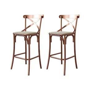 Kit 2 Banquetas Katrina Premium Bar Cozinha Balcão Em Aço Cobre Assento Bege